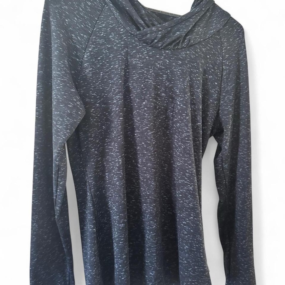 Women's Blue Heathered Long Sleeve Top